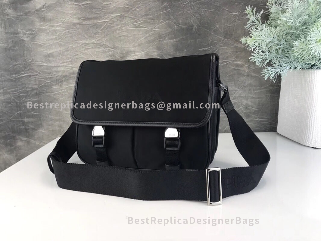 Prada Mini Black Fabric Messenger Bag SHW